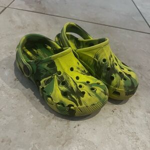 Vibrant Green and Yellow Kids Crocs